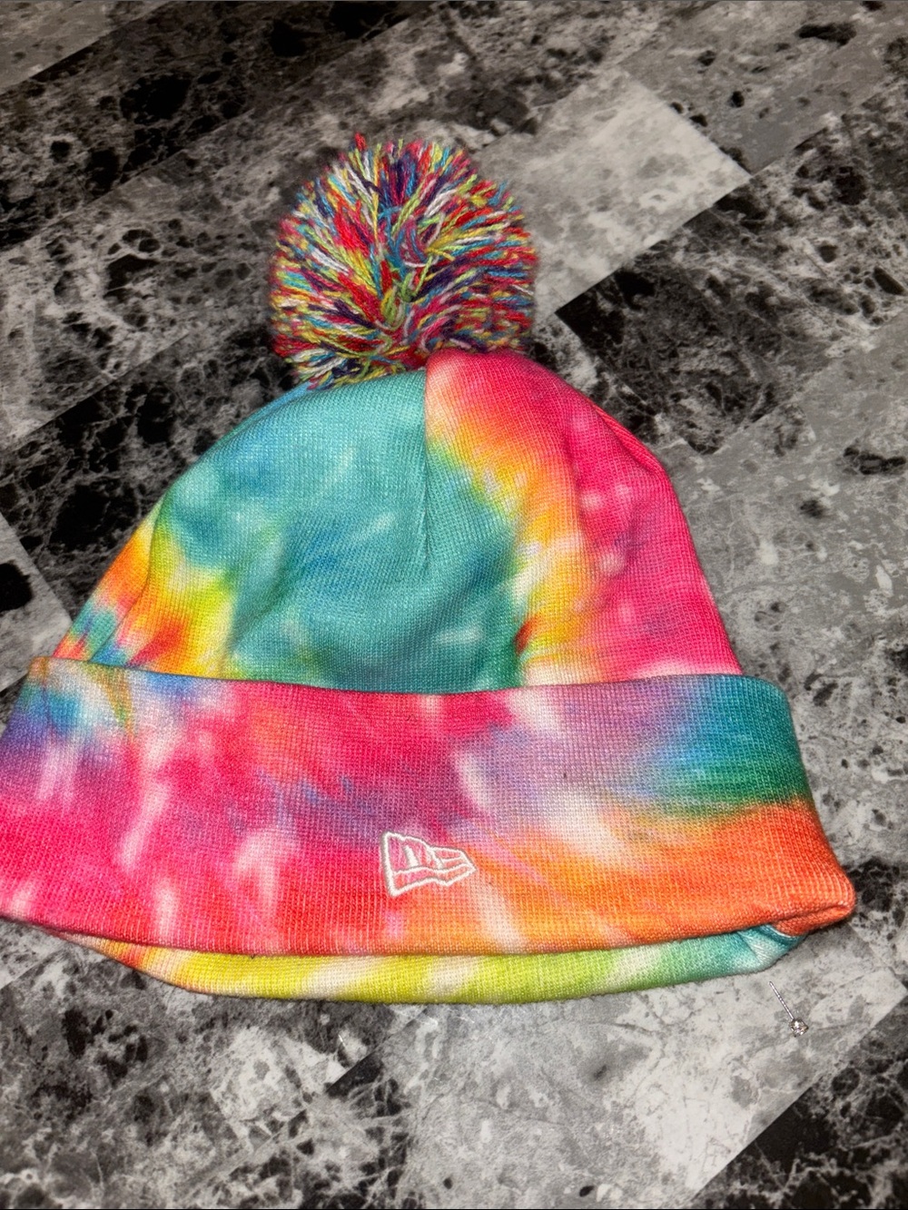 New Era Multicolor Tie-Dye Pom Pom Beanie